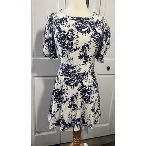 Forever‎ 21 Navy Floral Cutout ALine Dress Women Size Small